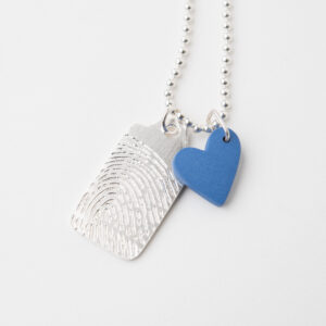 Ketting zilver met label met vingerafdruk