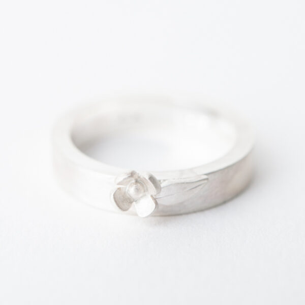 Ring zilver met bloem - Afbeelding 2