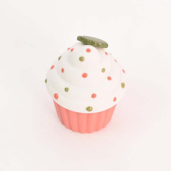 Witte cupcake van porselein - groene hulst - Afbeelding 3