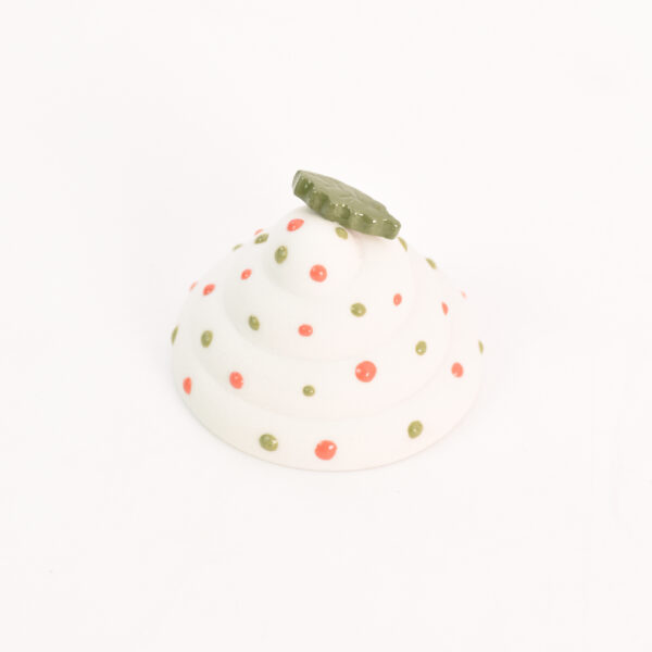 Witte cupcake van porselein - groene hulst - Afbeelding 4