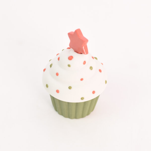 Witte cupcake van porselein - rode ster - Afbeelding 2