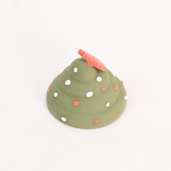 Groene cupcake van porselein - rode hulst - Afbeelding 2