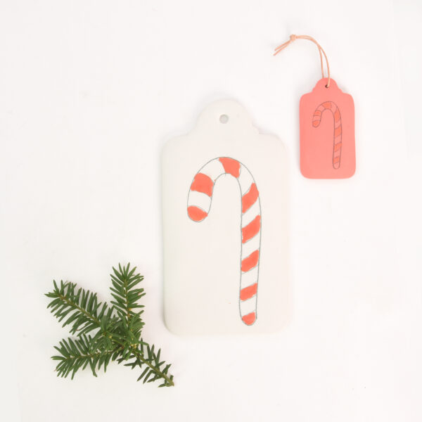 Witte wandhanger etiket groot candycane - Afbeelding 3
